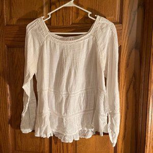 BP cotton pin tucked/crocheted white blouse